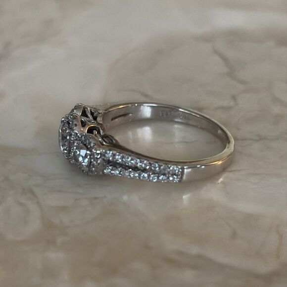 1.07 Carat Natural Diamond Past, Present, Future 14K Gold Engagement Ring $5,600 - Picture 10 of 15